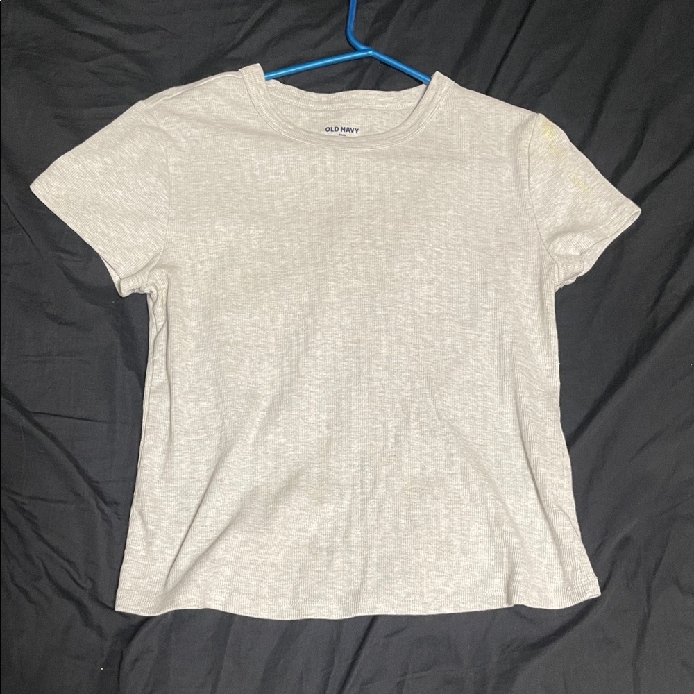 Old Navy Light Gray Ribbed Short Sleeve Tee